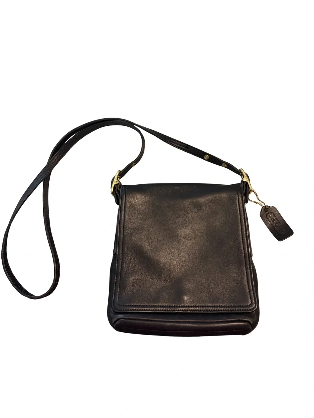 Coach Legacy 9821 Black Leather Flap Small Crossbody with Gold-Tone Hardware